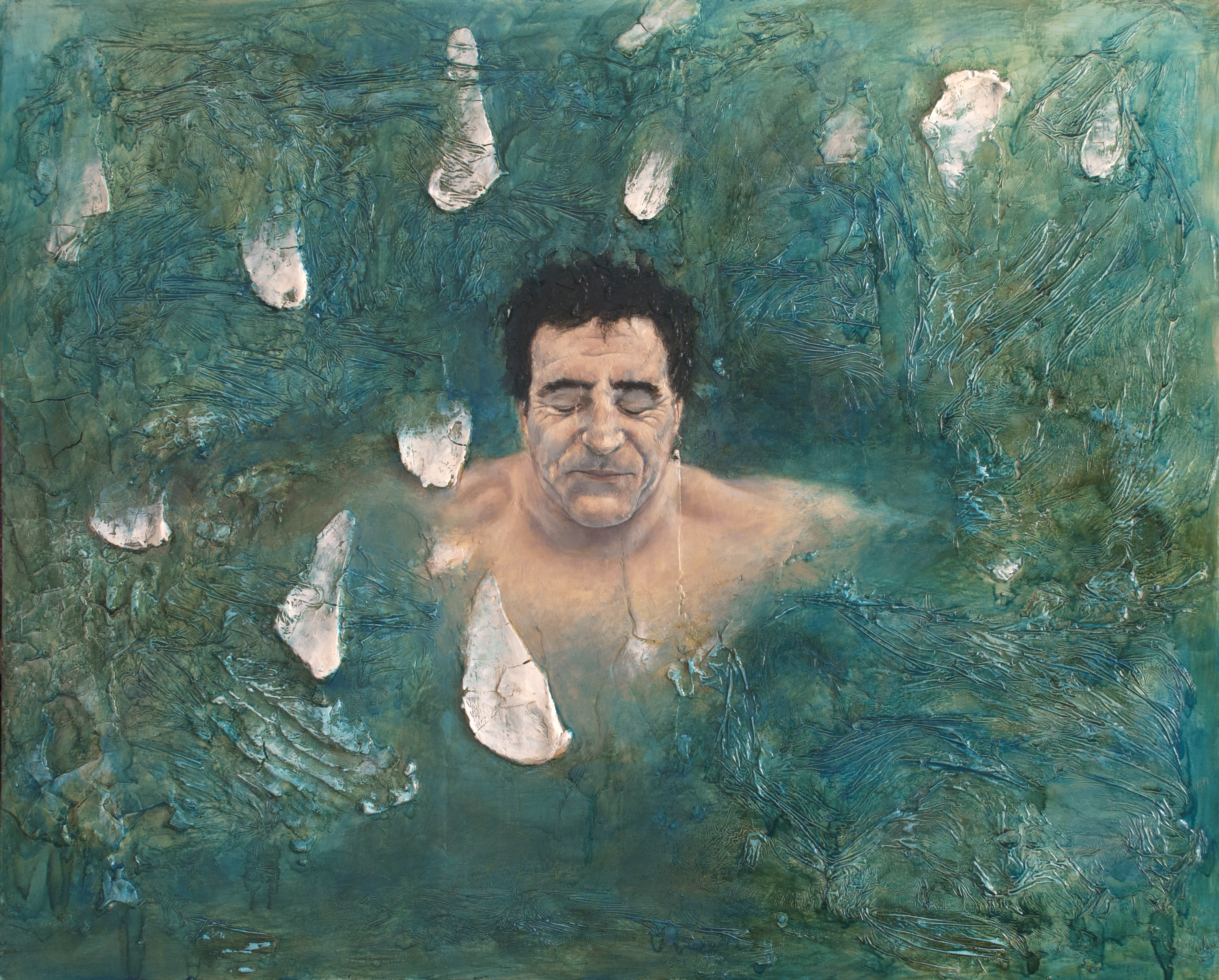 En el agua cuadro de un hombre bajo el agua